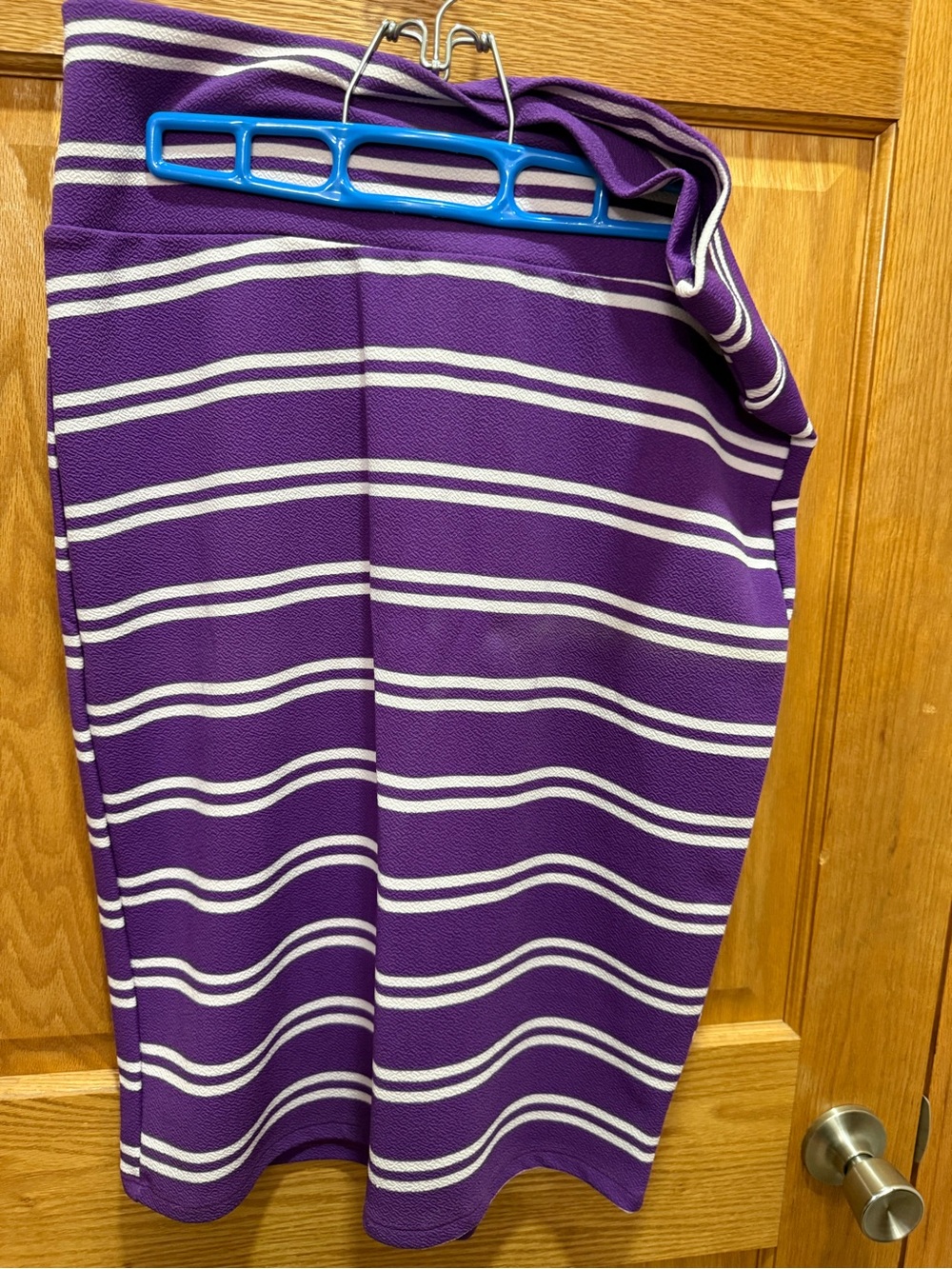 LuLaRoe Purple and White Striped Knit Skirt